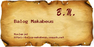 Balog Makabeus névjegykártya